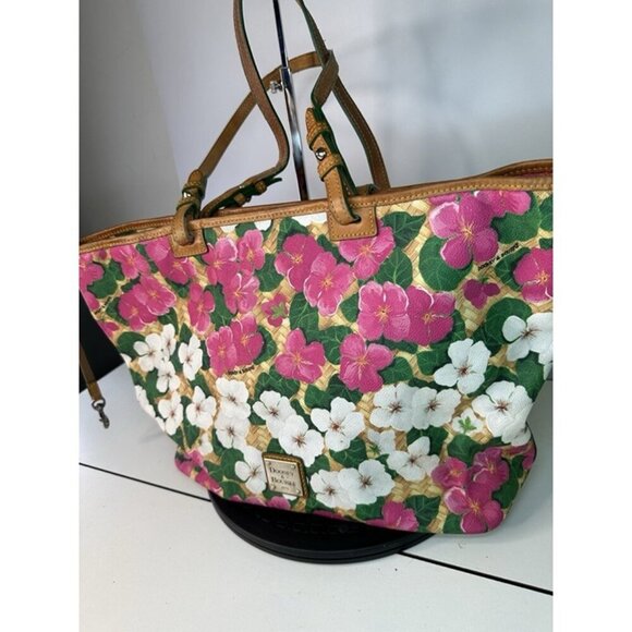 Dooney & Bourke Beautiful Pink And White Floral Print Leather Tote - Picture 4 of 12